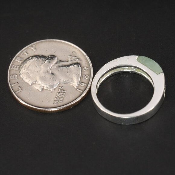 Expensive Genuine Jade Diamonds Ring Ring Sterling SilverHong Kong Designs US 5 - Picture 4 of 7